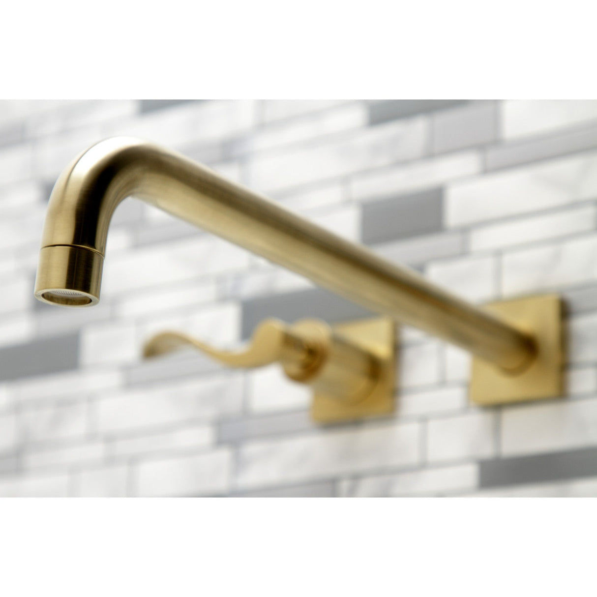 NuWave KS6047DFL Two-Handle 3-Hole Wall Mount Roman Tub Faucet, Brushed Brass