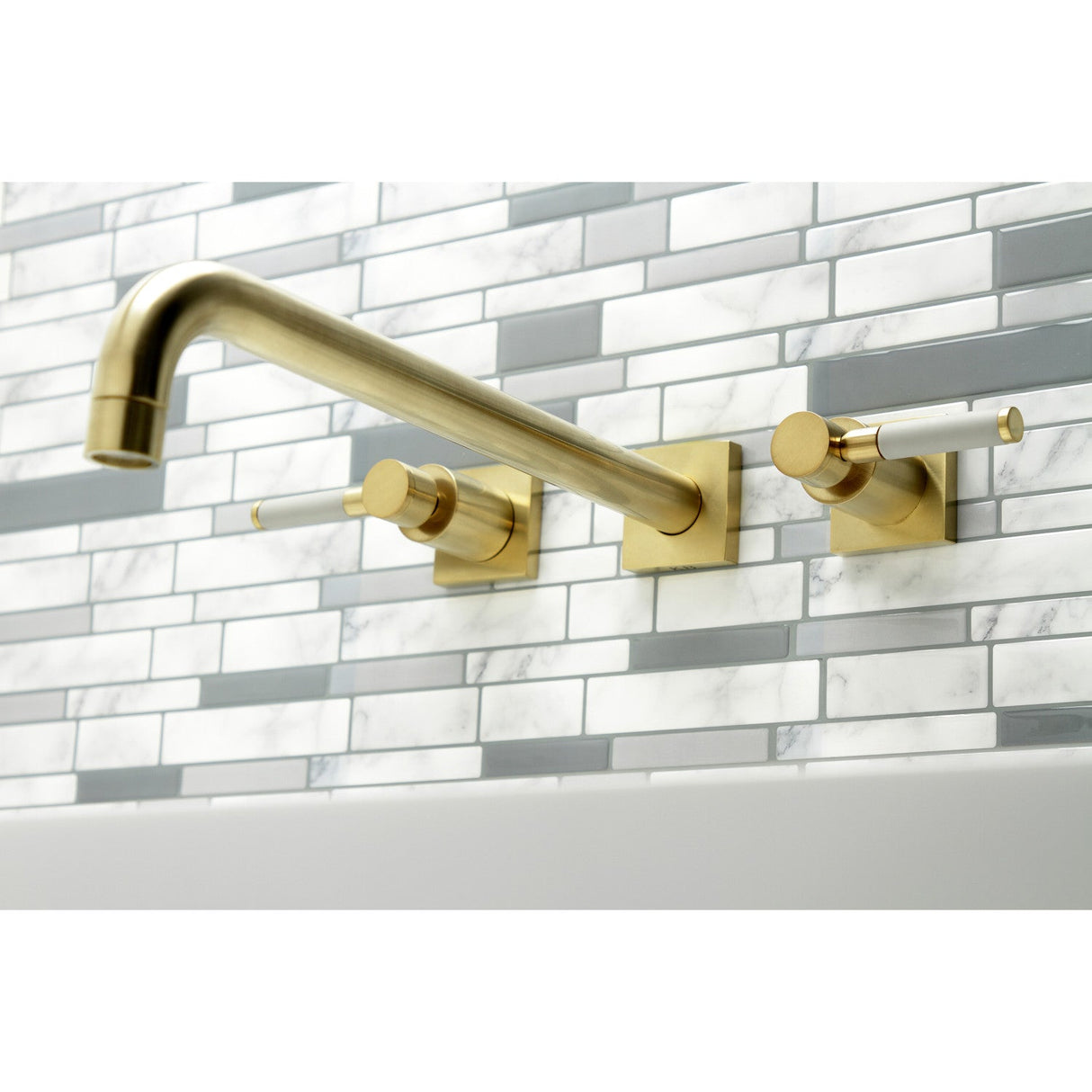 Kaiser KS6047DKL Two-Handle 3-Hole Wall Mount Roman Tub Faucet, Brushed Brass