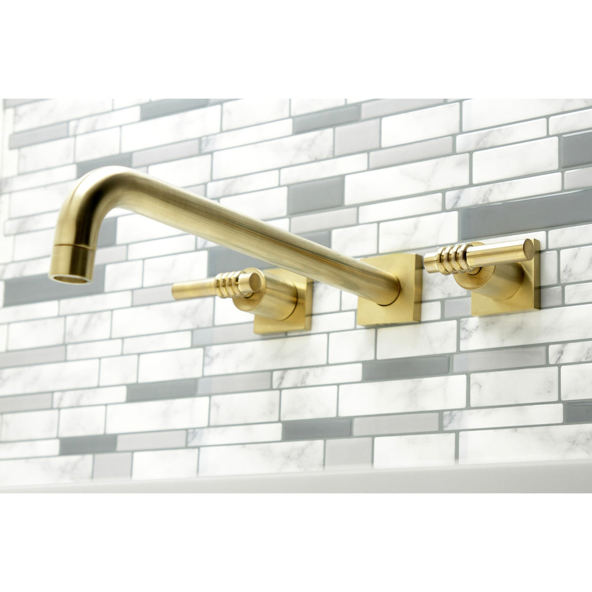 Milano KS6047ML Two-Handle 3-Hole Wall Mount Roman Tub Faucet, Brushed Brass