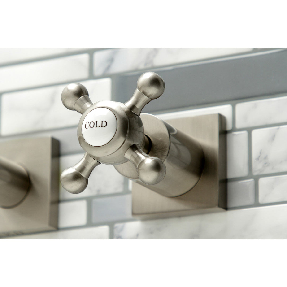 Metropolitan KS6048BX Two-Handle 3-Hole Wall Mount Roman Tub Faucet, Brushed Nickel
