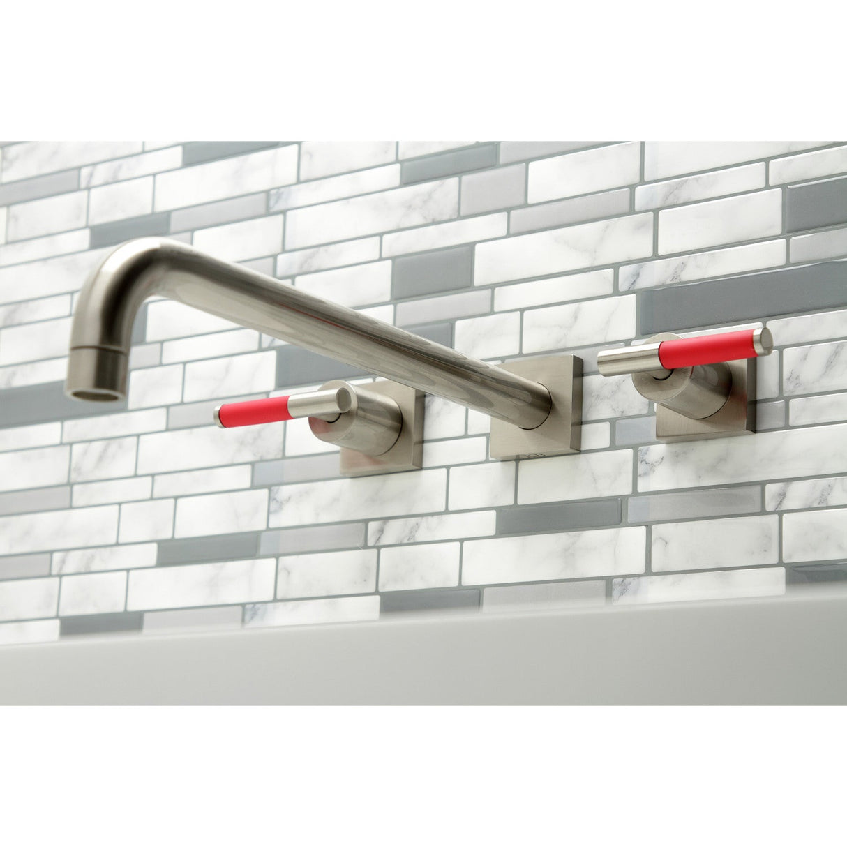 Kaiser KS6048CKL Two-Handle 3-Hole Wall Mount Roman Tub Faucet, Brushed Nickel
