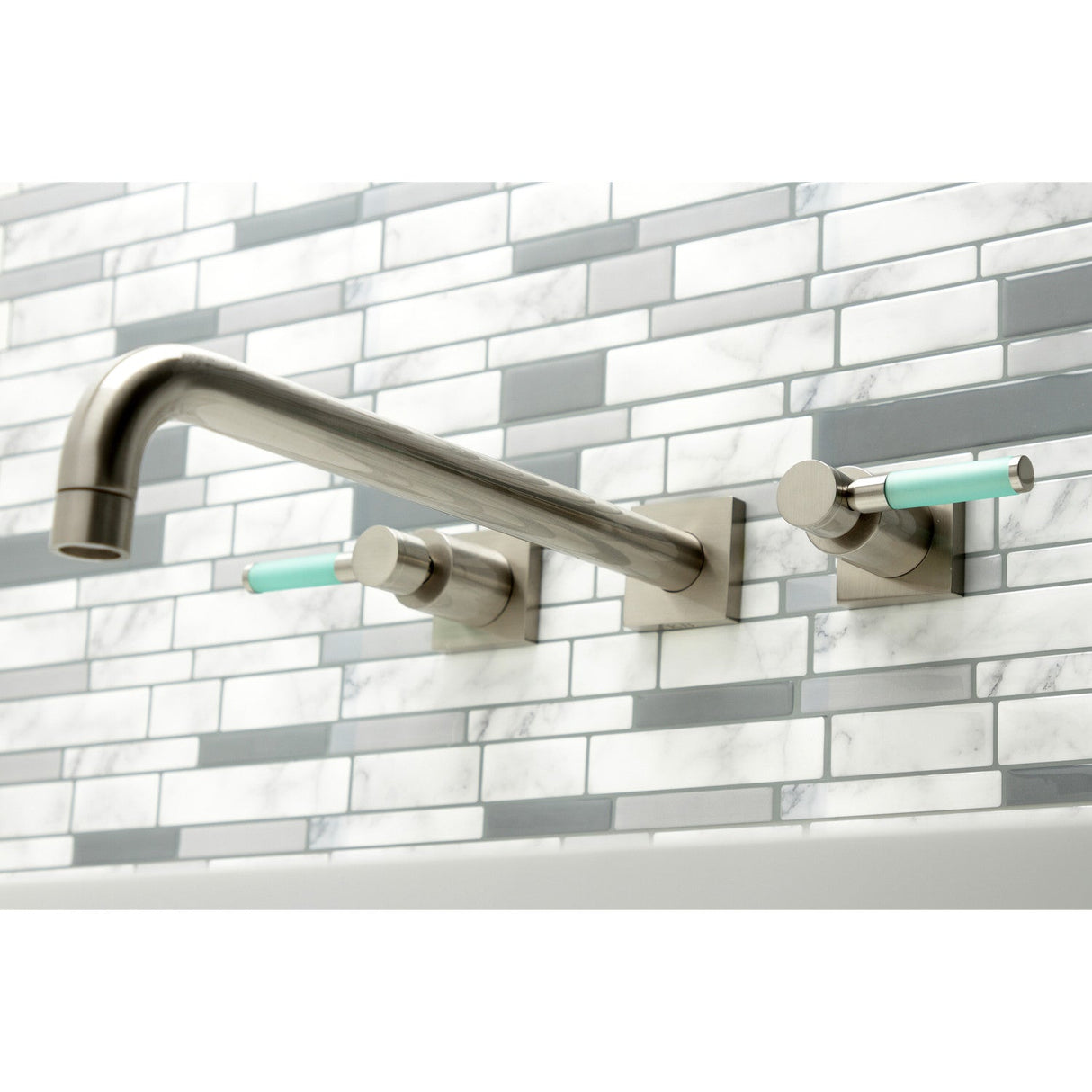 Kaiser KS6048DKL Two-Handle 3-Hole Wall Mount Roman Tub Faucet, Brushed Nickel