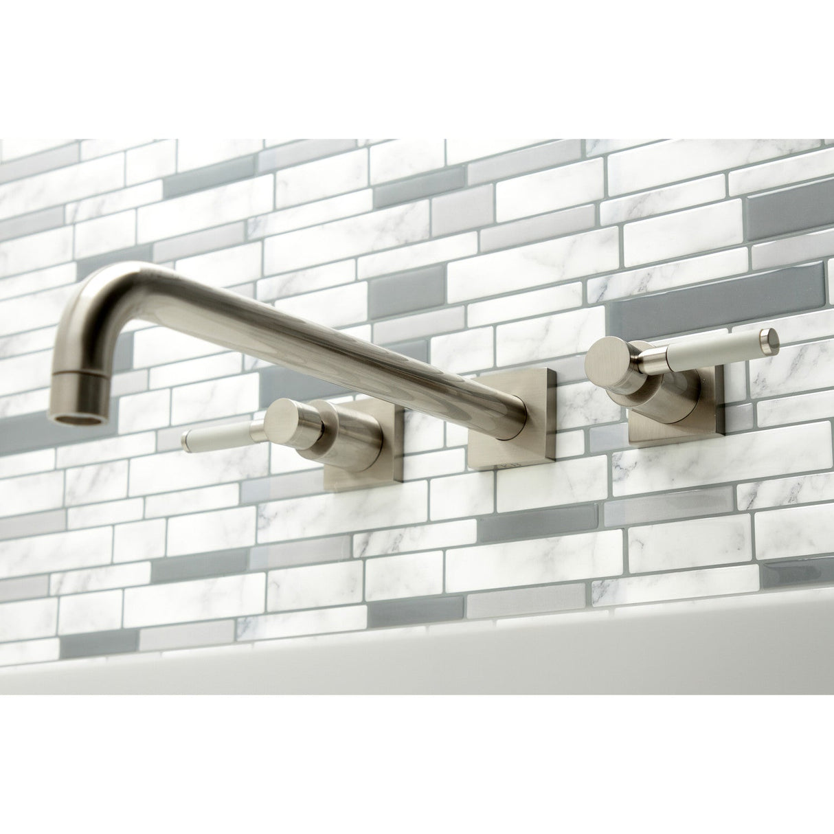 Kaiser KS6048DKL Two-Handle 3-Hole Wall Mount Roman Tub Faucet, Brushed Nickel