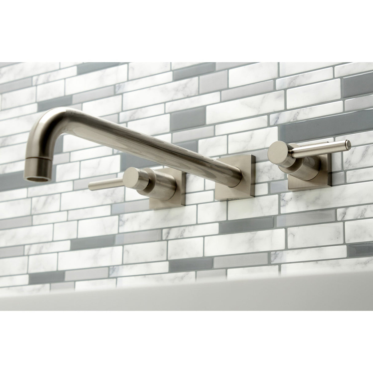 Concord KS6048DL Two-Handle 3-Hole Wall Mount Roman Tub Faucet, Brushed Nickel