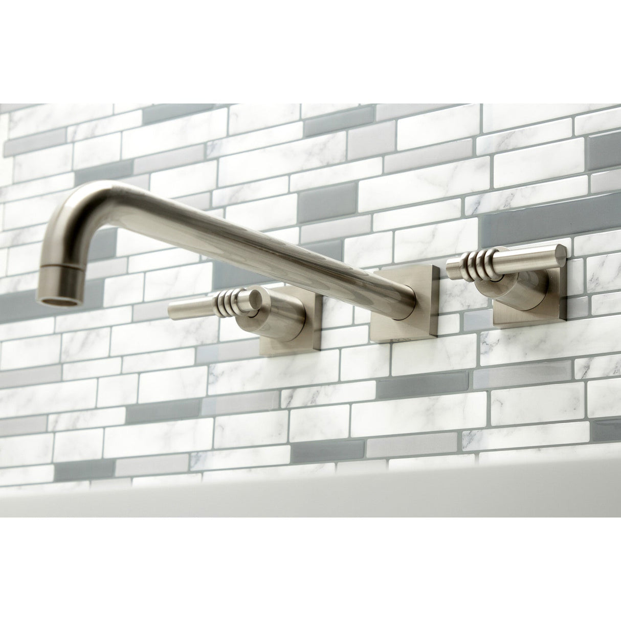 Milano KS6048ML Two-Handle 3-Hole Wall Mount Roman Tub Faucet, Brushed Nickel