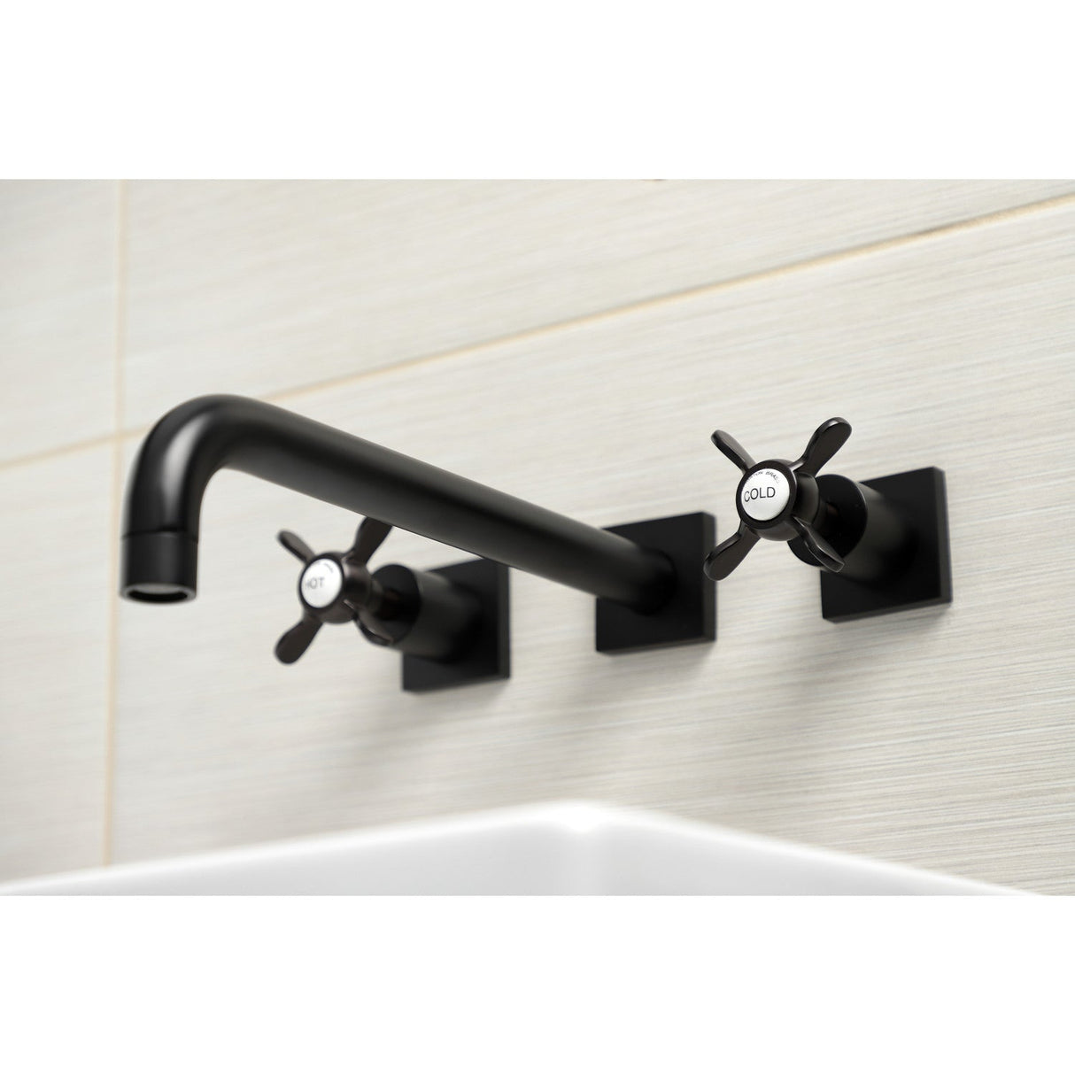 Essex KS6050BEX Two-Handle 3-Hole Wall Mount Roman Tub Faucet, Matte Black