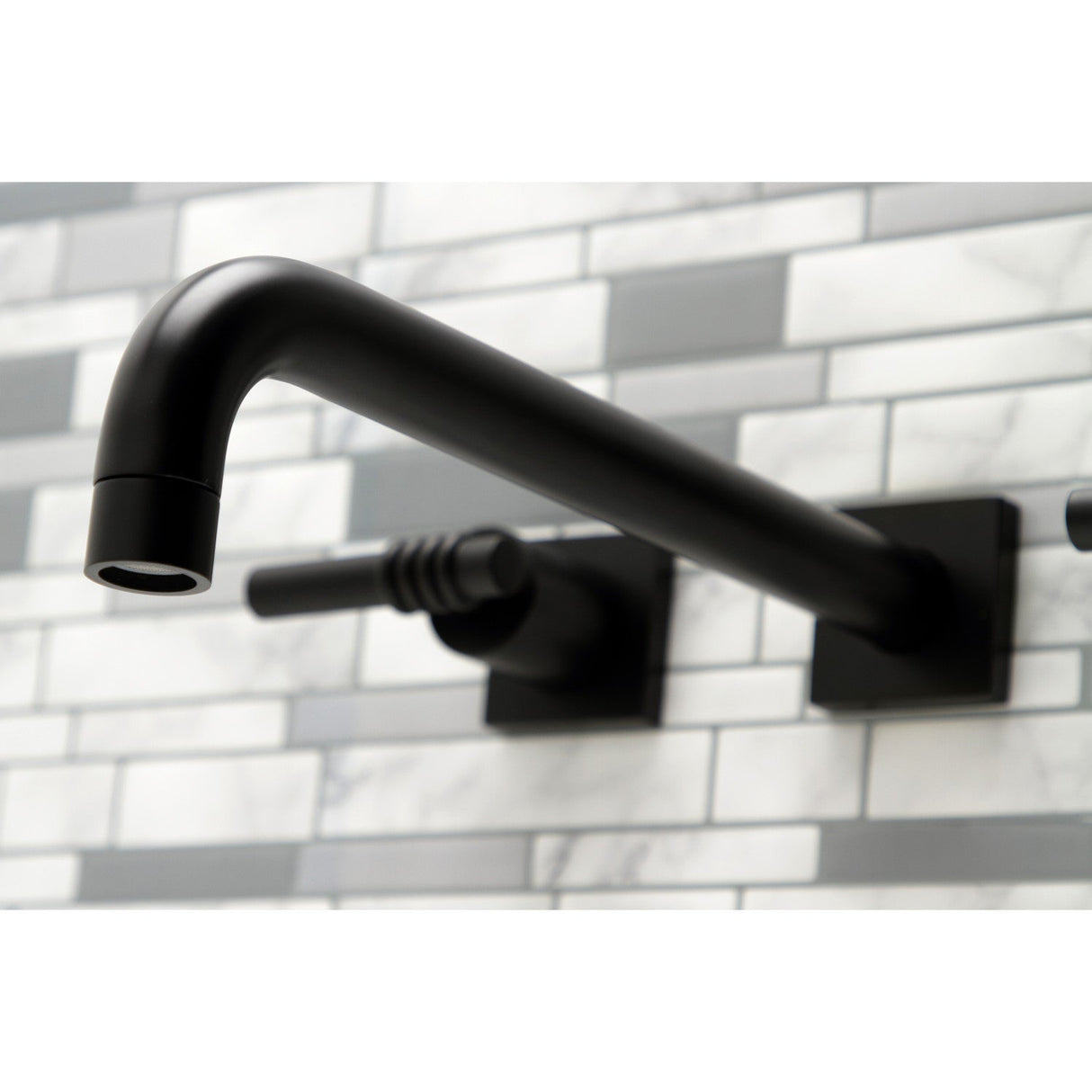 Milano KS6050ML Two-Handle 3-Hole Wall Mount Roman Tub Faucet, Matte Black
