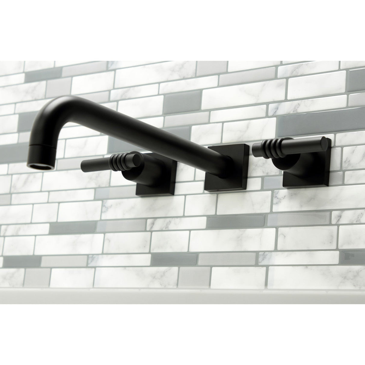Milano KS6050ML Two-Handle 3-Hole Wall Mount Roman Tub Faucet, Matte Black