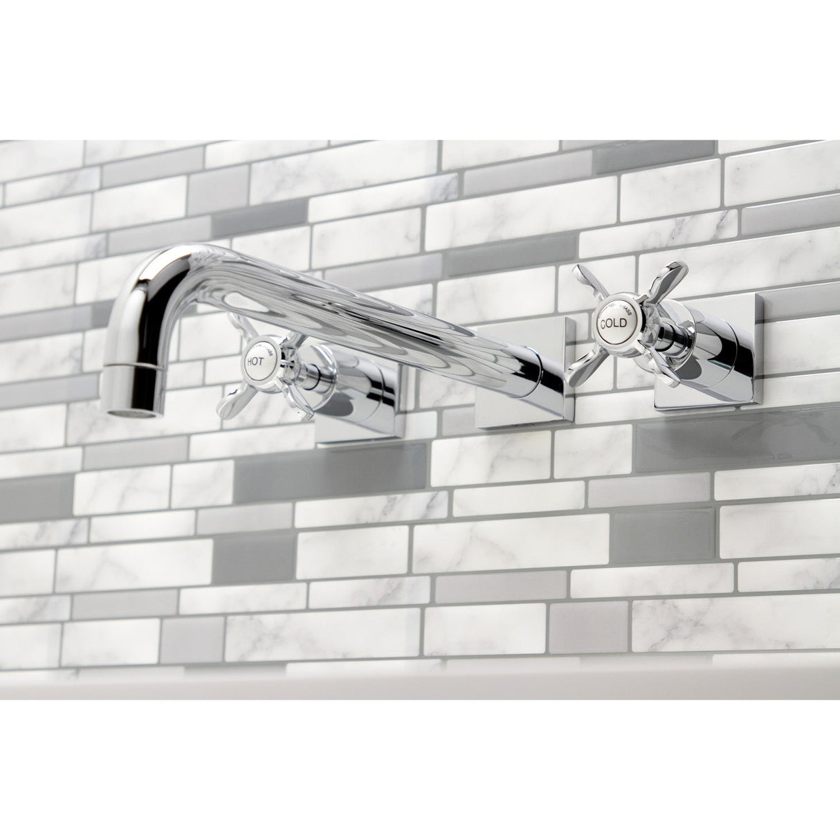 Essex KS6051BEX Two-Handle 3-Hole Wall Mount Roman Tub Faucet, Polished Chrome