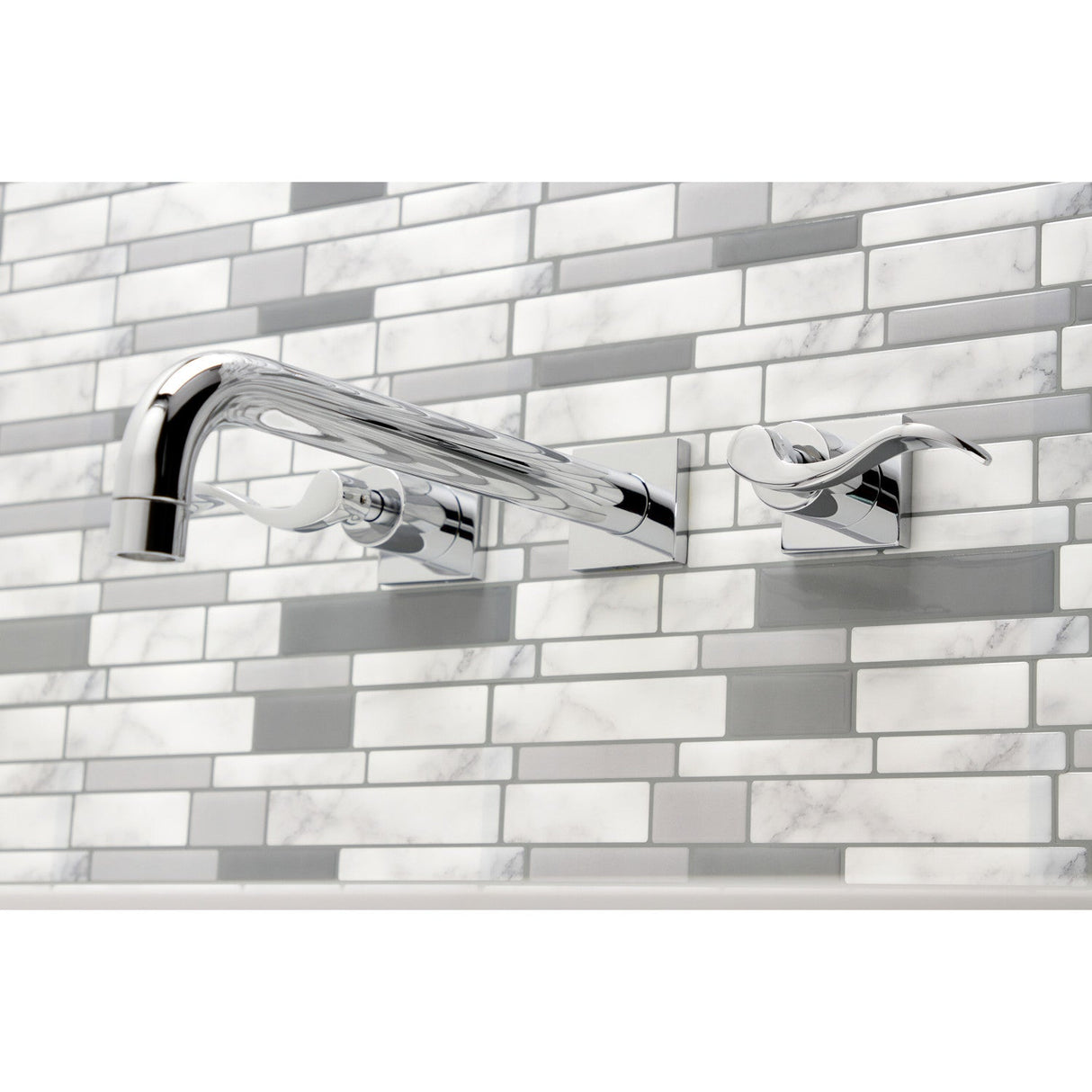 NuWave KS6051DFL Two-Handle 3-Hole Wall Mount Roman Tub Faucet, Polished Chrome