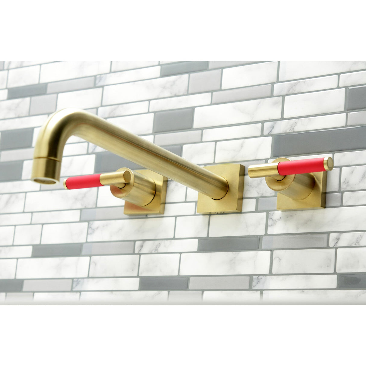 Kaiser KS6057CKL Two-Handle 3-Hole Wall Mount Roman Tub Faucet, Brushed Brass