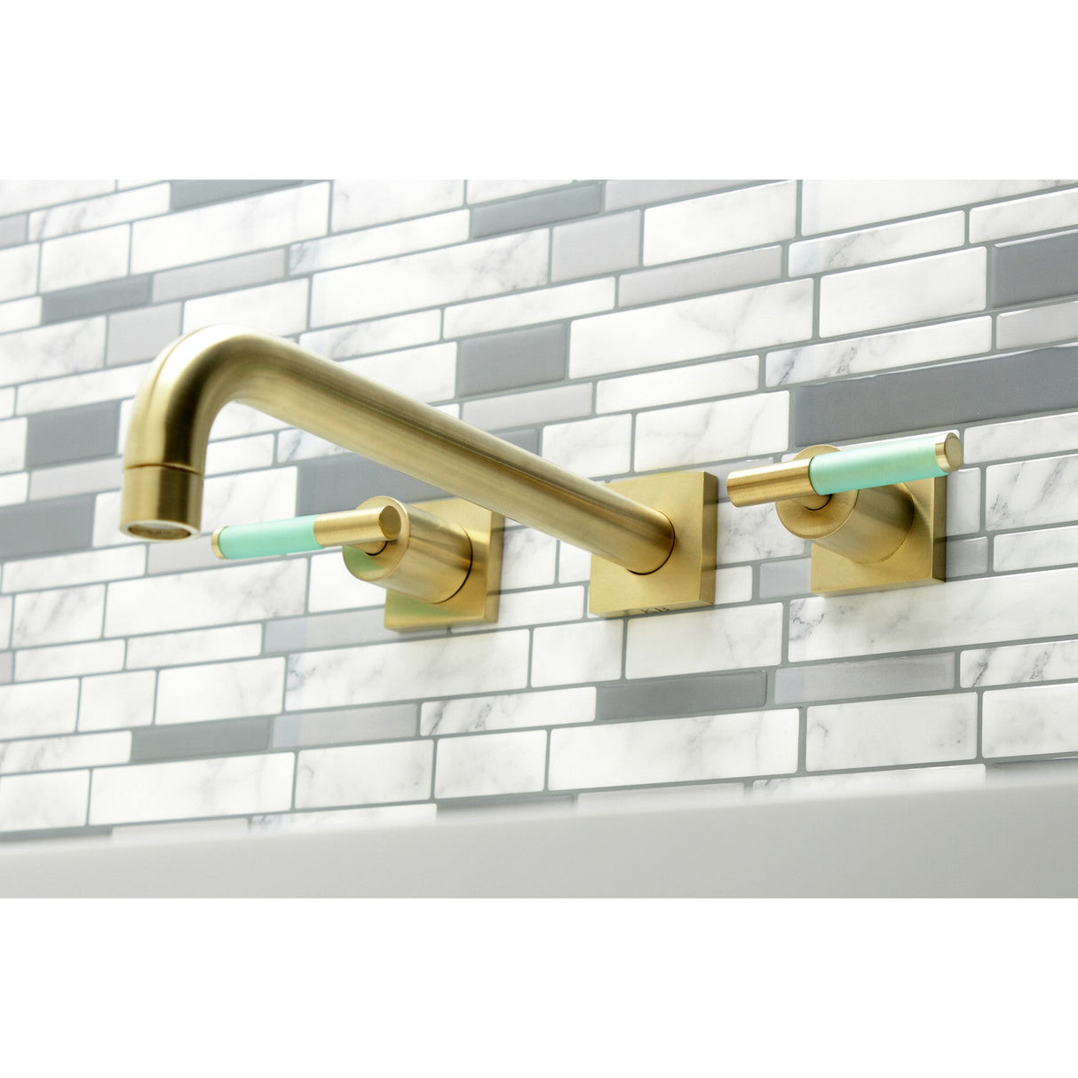 Kaiser KS6057CKL Two-Handle 3-Hole Wall Mount Roman Tub Faucet, Brushed Brass