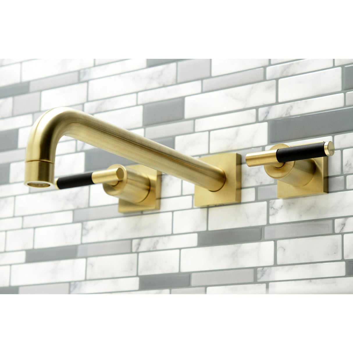 Kaiser KS6057CKL Two-Handle 3-Hole Wall Mount Roman Tub Faucet, Brushed Brass