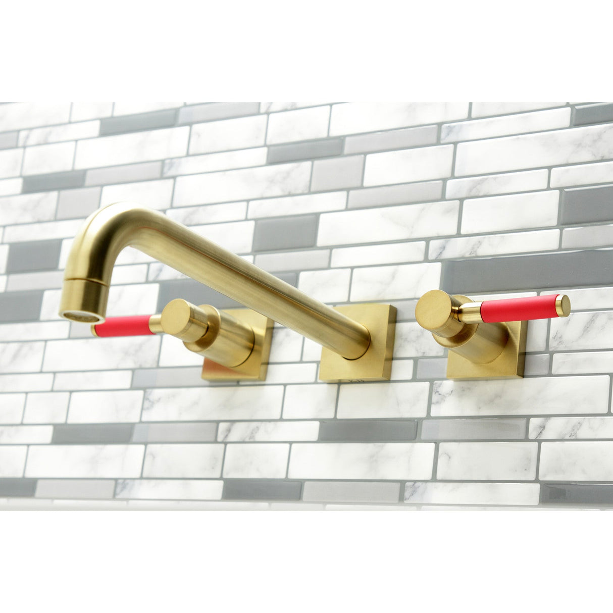 Kaiser KS6057DKL Two-Handle 3-Hole Wall Mount Roman Tub Faucet, Brushed Brass
