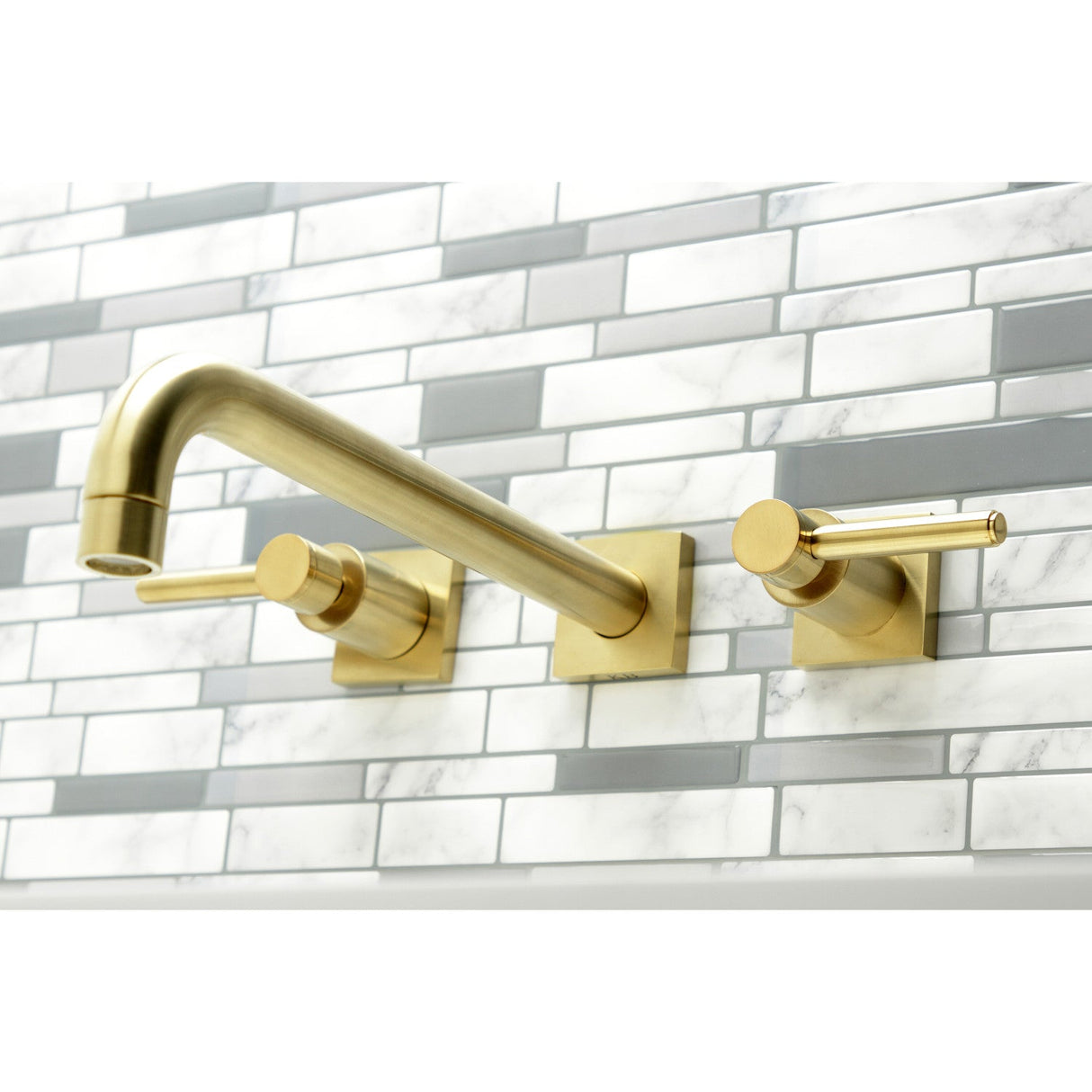 Concord KS6057DL Two-Handle 3-Hole Wall Mount Roman Tub Faucet, Brushed Brass