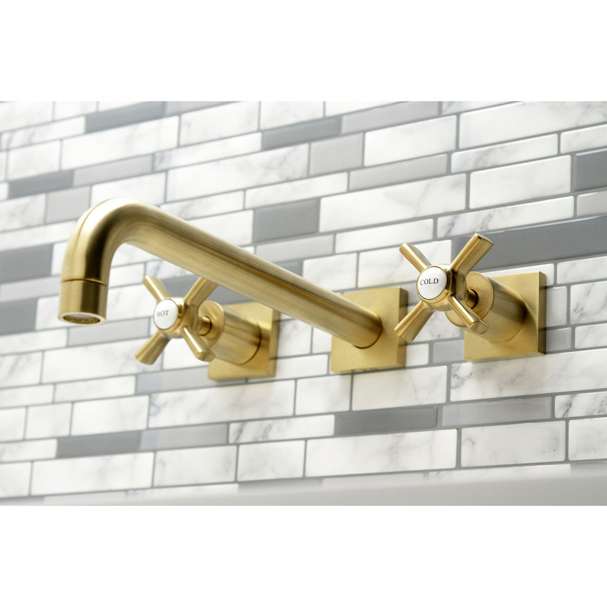 Millennium KS6057ZX Two-Handle 3-Hole Wall Mount Roman Tub Faucet, Brushed Brass
