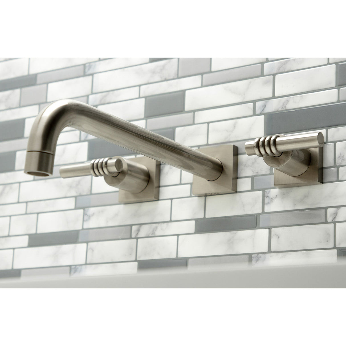 Milano KS6058ML Two-Handle 3-Hole Wall Mount Roman Tub Faucet, Brushed Nickel