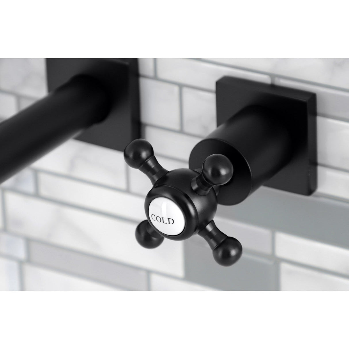 Metropolitan KS6120BX Two-Handle 3-Hole Wall Mount Bathroom Faucet, Matte Black