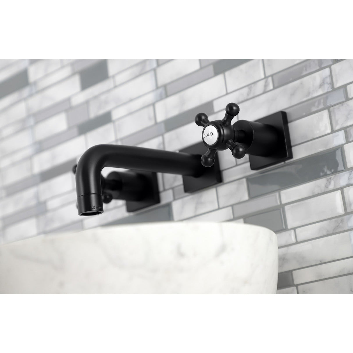 Metropolitan KS6120BX Two-Handle 3-Hole Wall Mount Bathroom Faucet, Matte Black