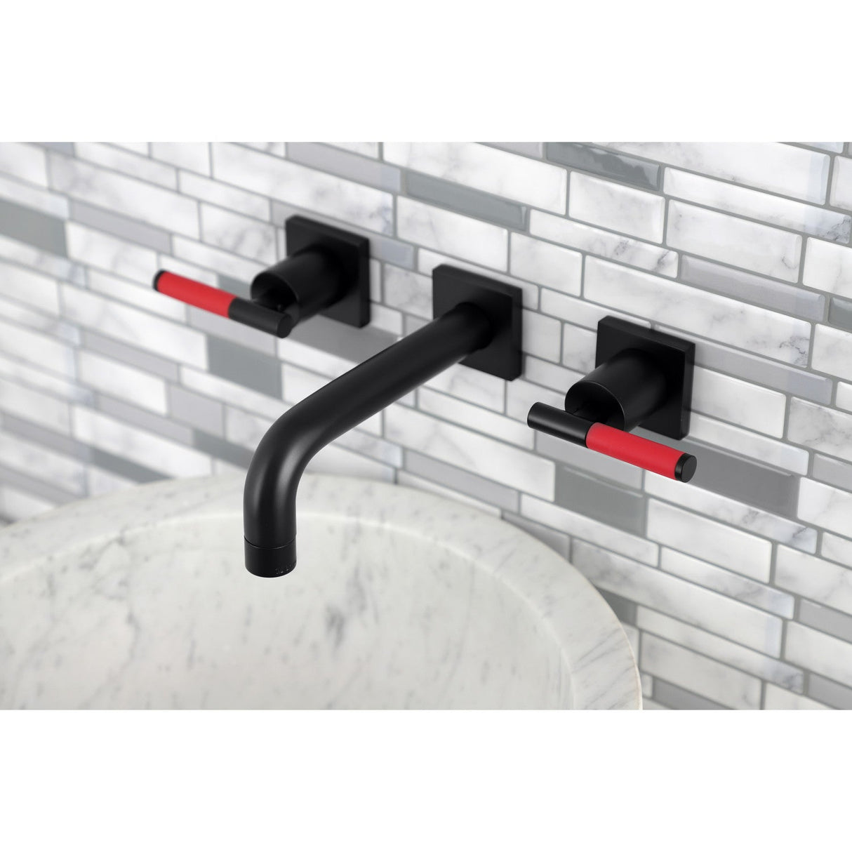 Kaiser KS6120CKL Two-Handle 3-Hole Wall Mount Bathroom Faucet, Matte Black