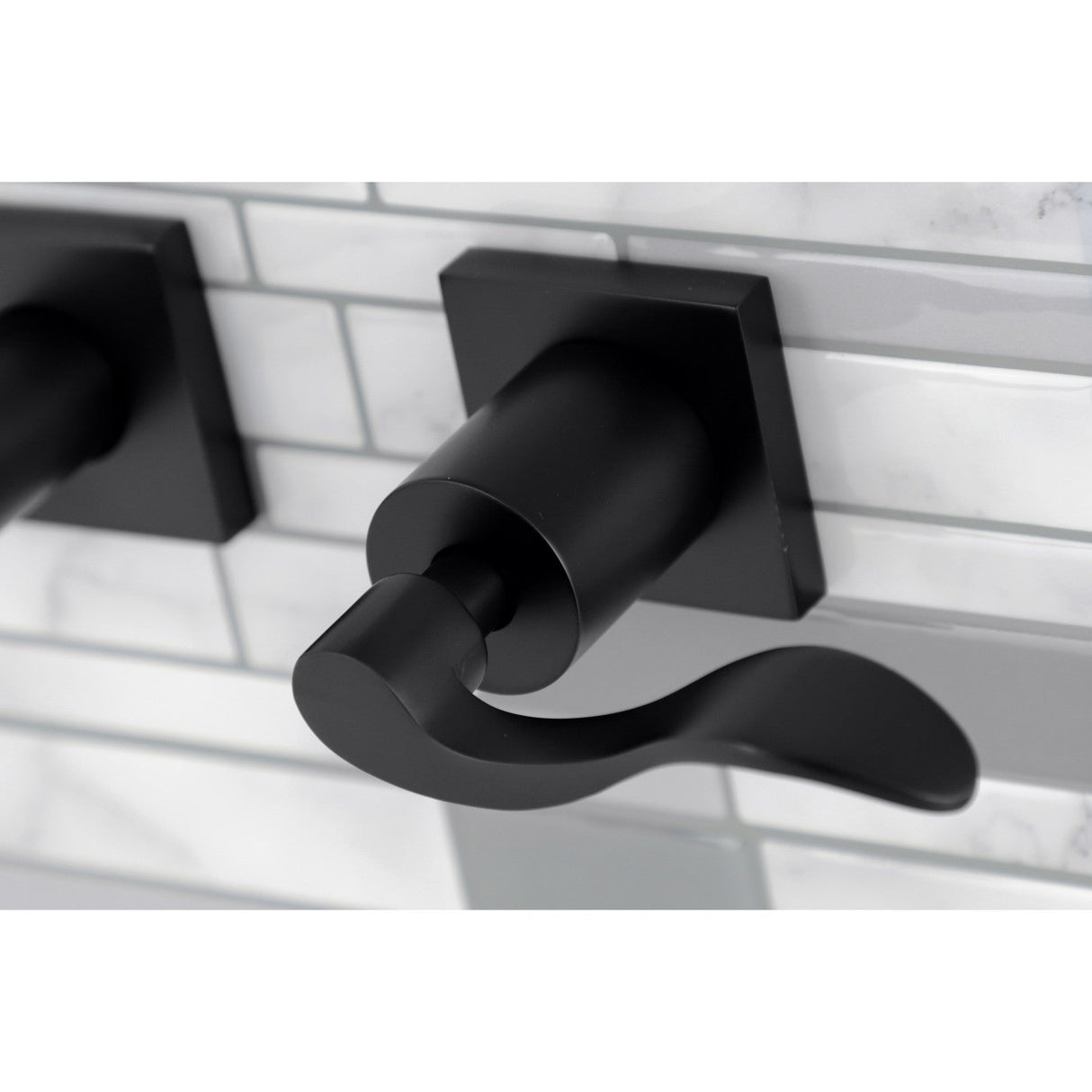 NuWave KS6120DFL Two-Handle 3-Hole Wall Mount Bathroom Faucet, Matte Black