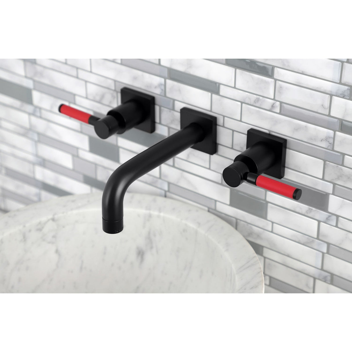 Kaiser KS6120DKL Two-Handle 3-Hole Wall Mount Bathroom Faucet, Matte Black