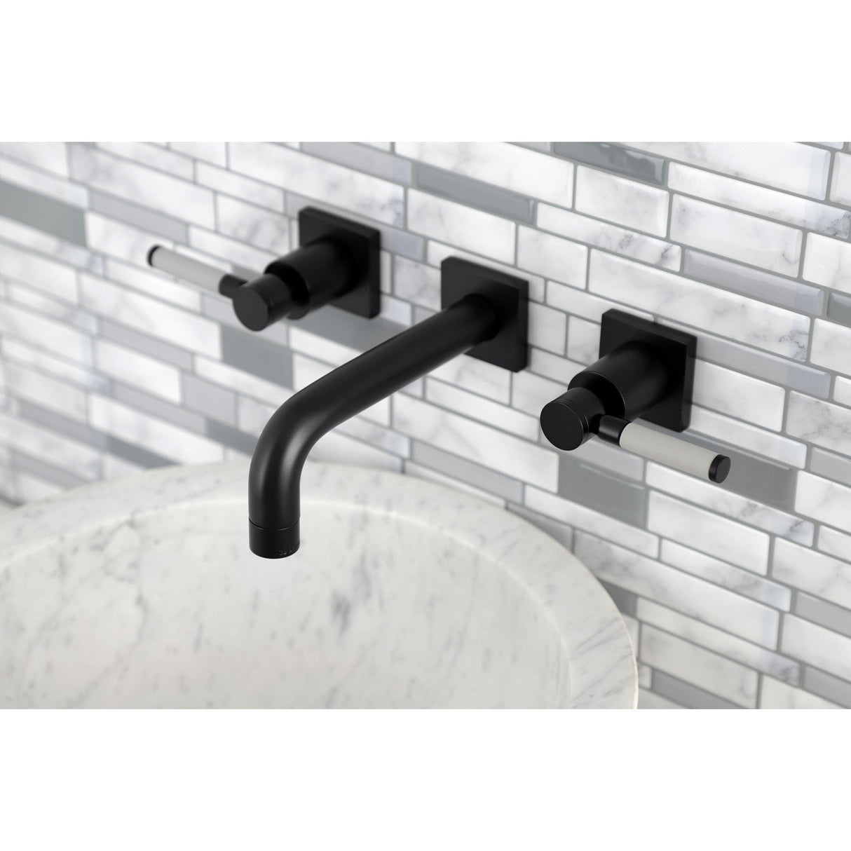 Kaiser KS6120DKL Two-Handle 3-Hole Wall Mount Bathroom Faucet, Matte Black