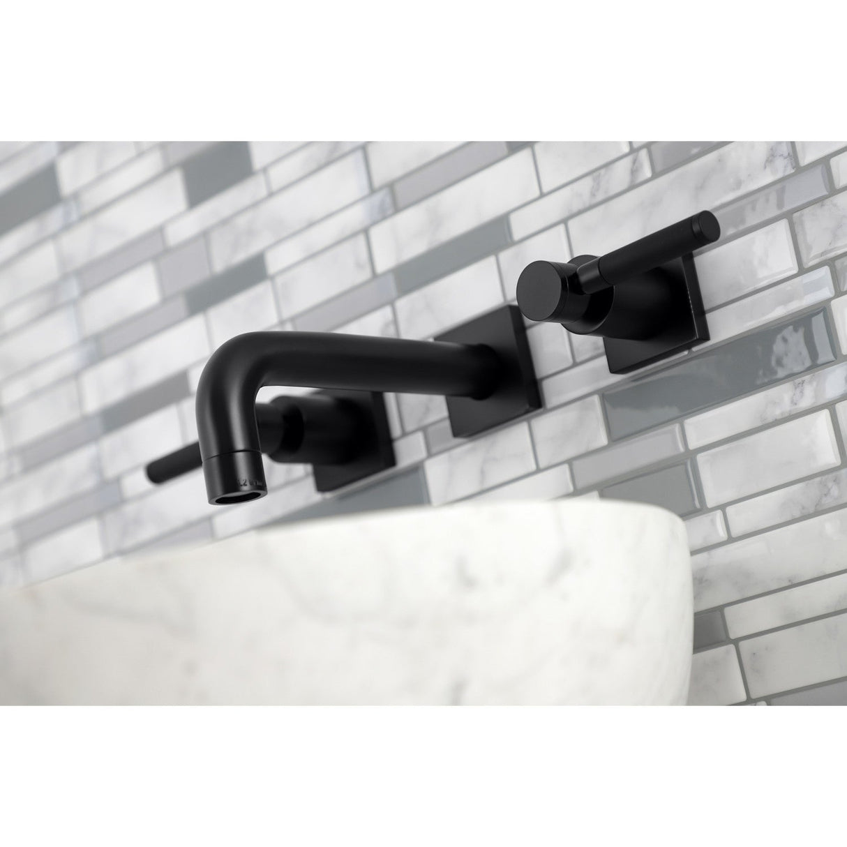 Kaiser KS6120DKL Two-Handle 3-Hole Wall Mount Bathroom Faucet, Matte Black