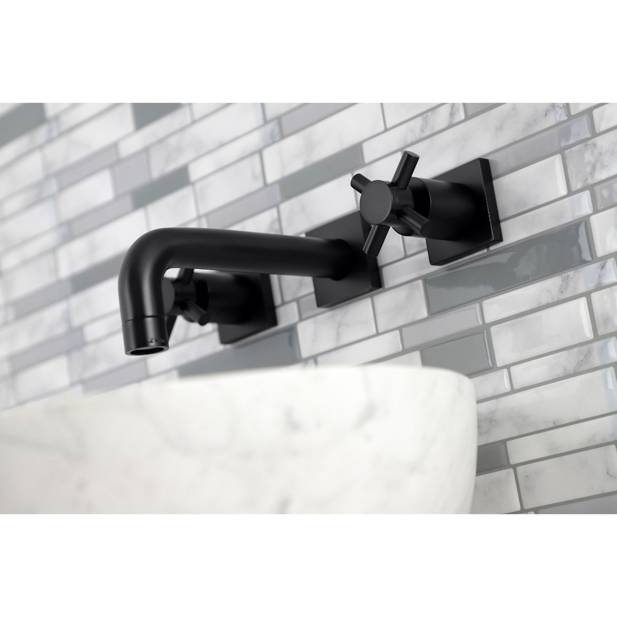 Concord KS6120DX Two-Handle 3-Hole Wall Mount Bathroom Faucet, Matte Black