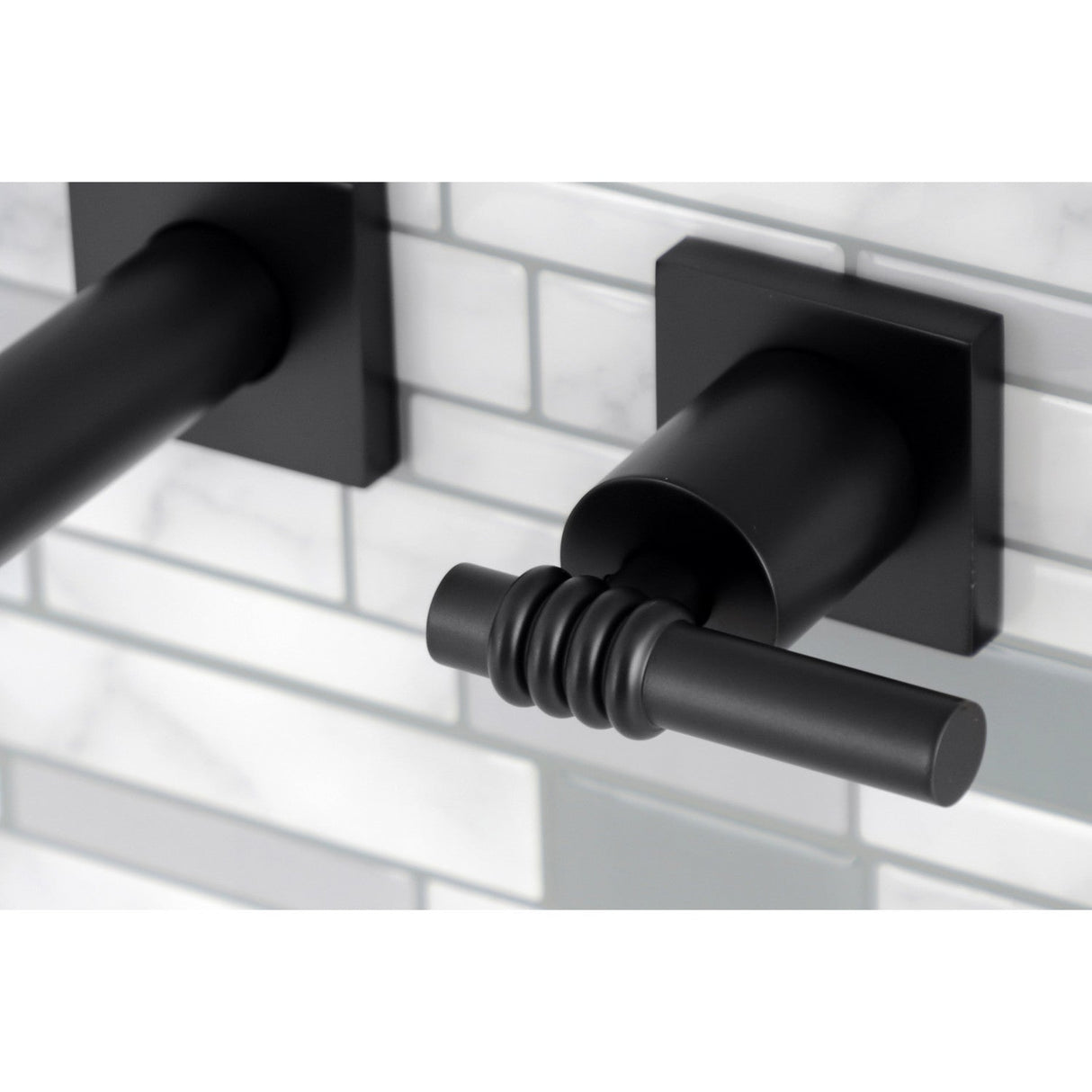 Milano KS6120ML Two-Handle 3-Hole Wall Mount Bathroom Faucet, Matte Black