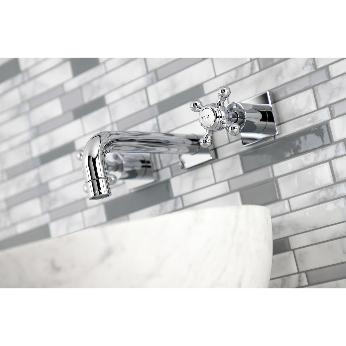 Metropolitan KS6121BX Two-Handle 3-Hole Wall Mount Bathroom Faucet, Polished Chrome