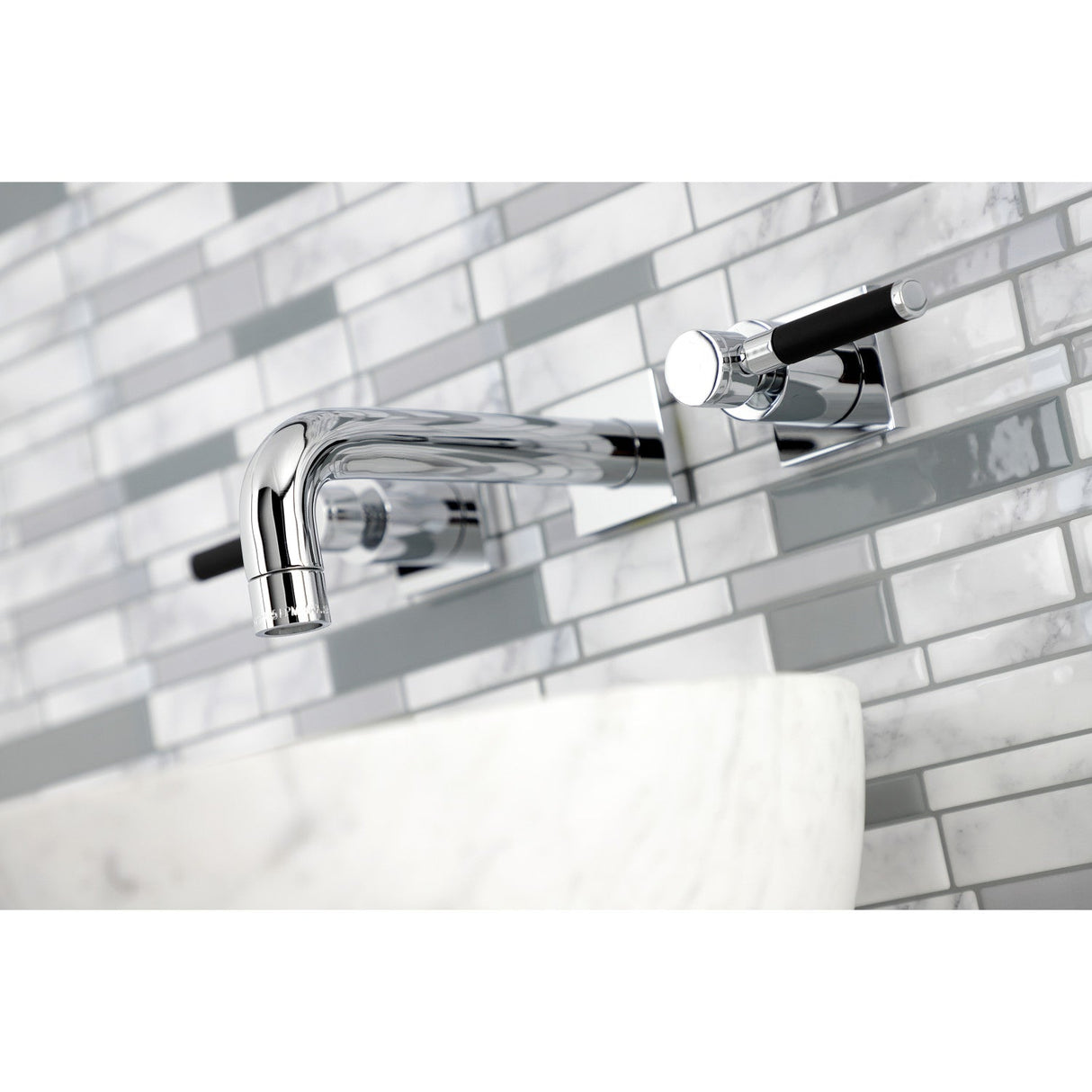 Kaiser KS6121DKL Two-Handle 3-Hole Wall Mount Bathroom Faucet, Polished Chrome