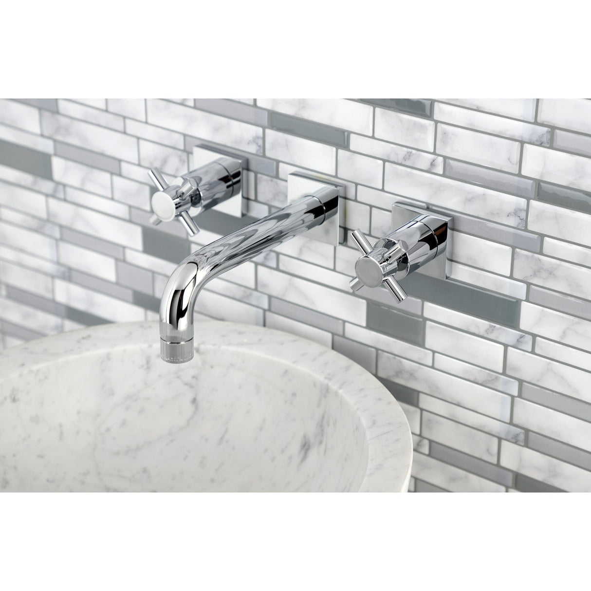 Concord KS6121DX Two-Handle 3-Hole Wall Mount Bathroom Faucet, Polished Chrome