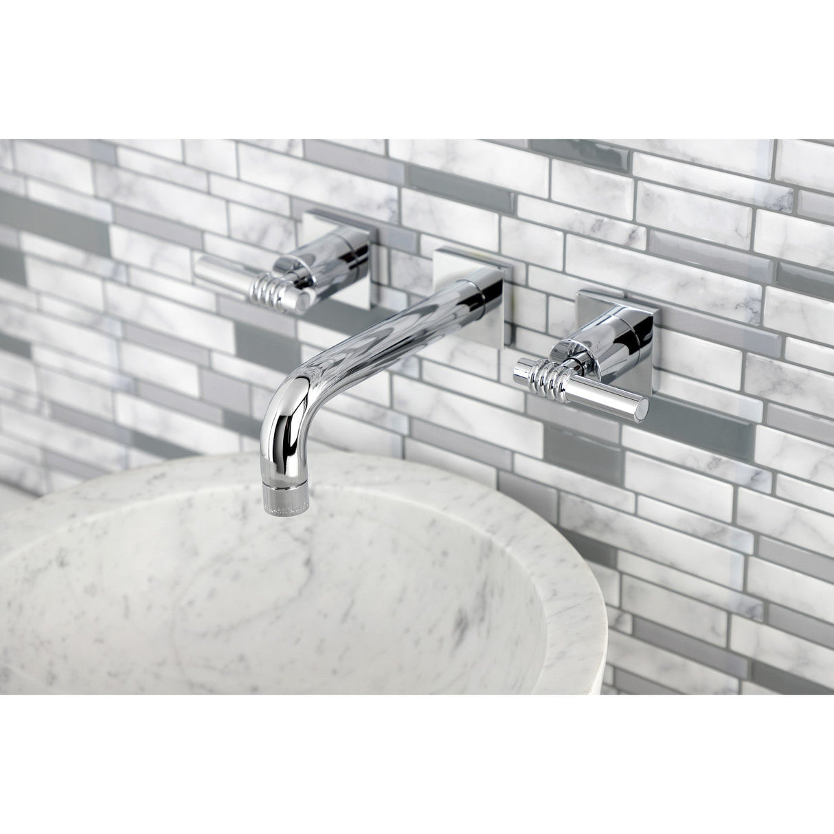 Milano KS6121ML Two-Handle 3-Hole Wall Mount Bathroom Faucet, Polished Chrome