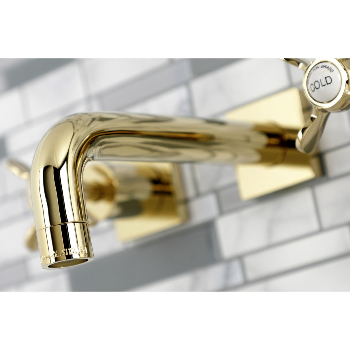 Essex KS6122BEX Two-Handle 3-Hole Wall Mount Bathroom Faucet, Polished Brass