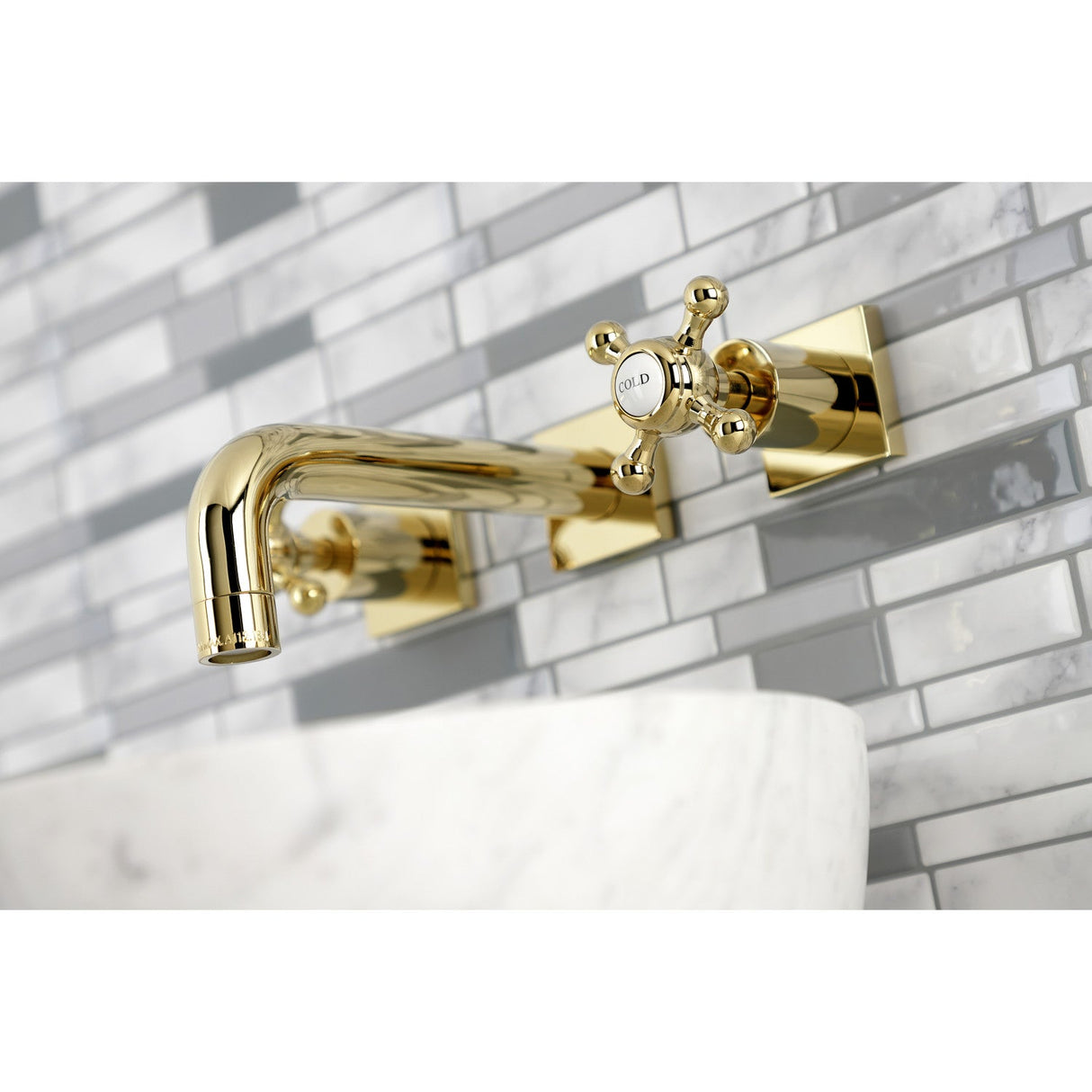 Metropolitan KS6122BX Two-Handle 3-Hole Wall Mount Bathroom Faucet, Polished Brass