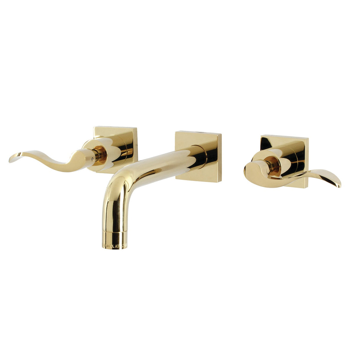 NuWave KS6122DFL Two-Handle 3-Hole Wall Mount Bathroom Faucet, Polished Brass