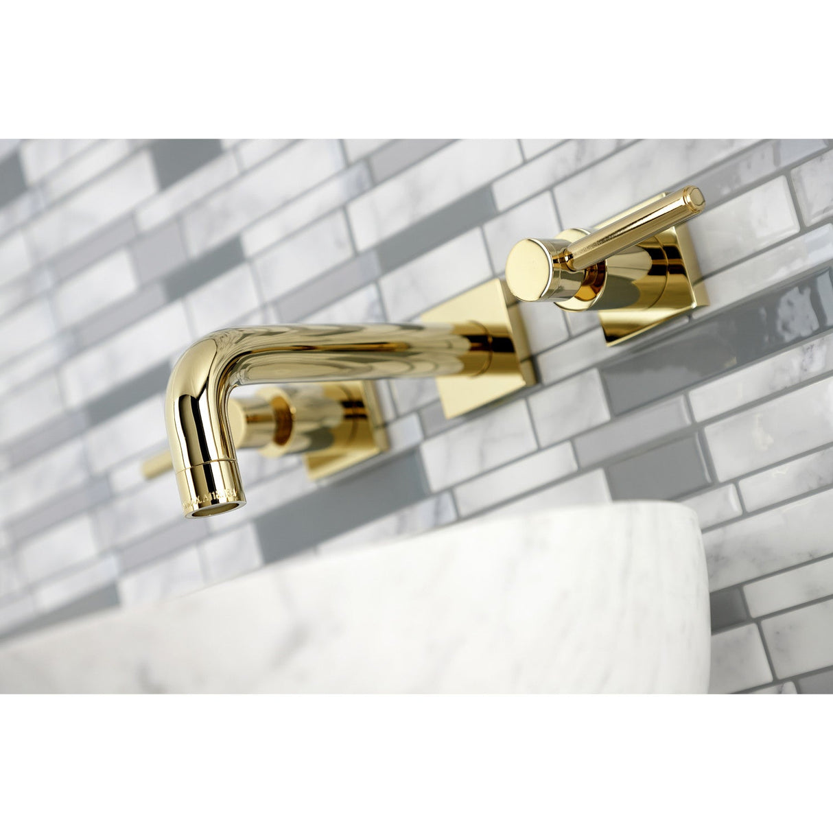 Concord KS6122DL Two-Handle 3-Hole Wall Mount Bathroom Faucet, Polished Brass