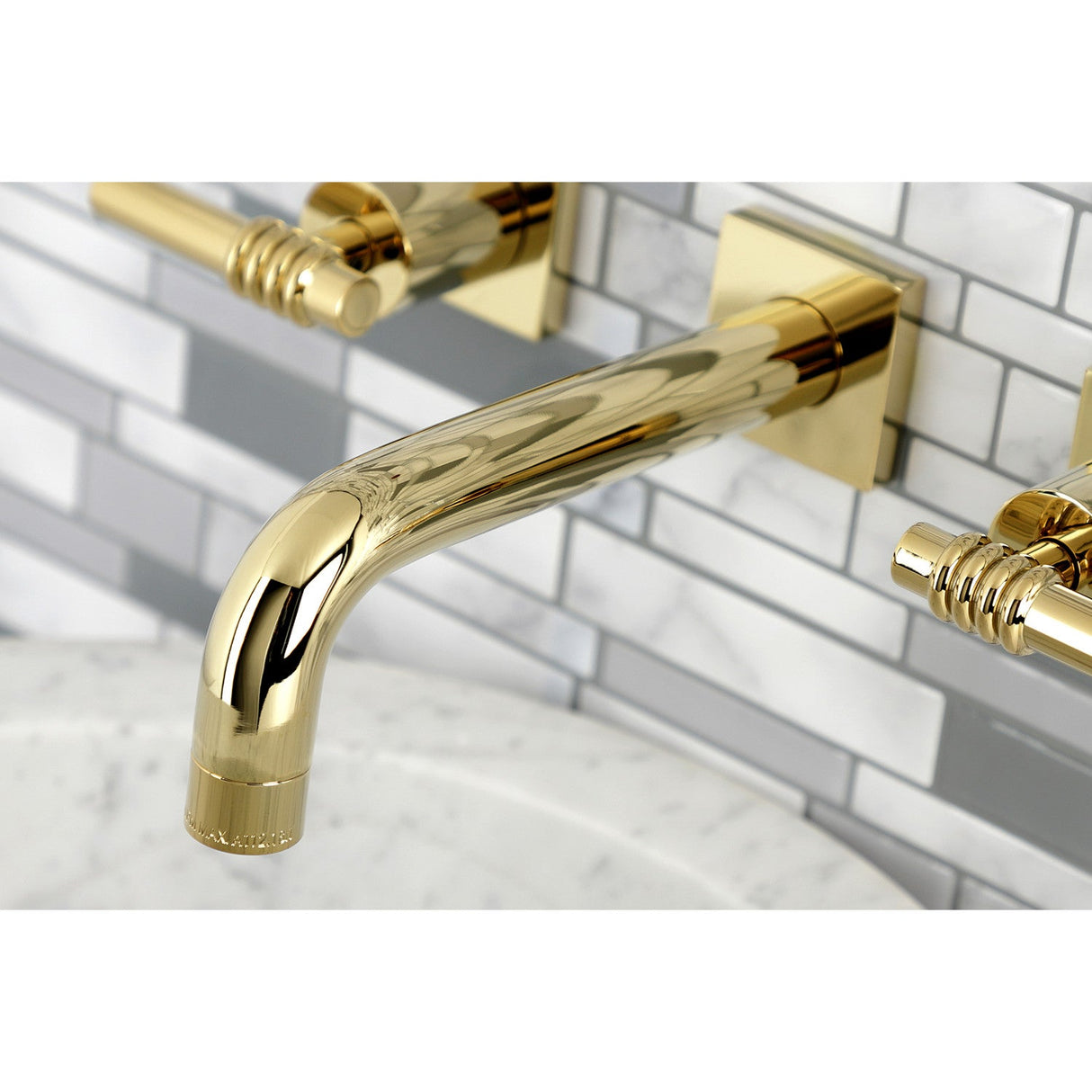Milano KS6122ML Two-Handle 3-Hole Wall Mount Bathroom Faucet, Polished Brass