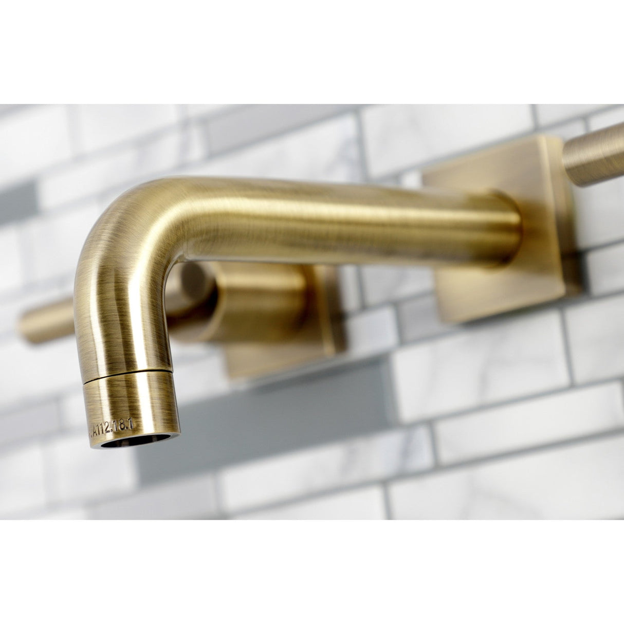 Manhattan KS6123CML Two-Handle 3-Hole Wall Mount Bathroom Faucet, Antique Brass