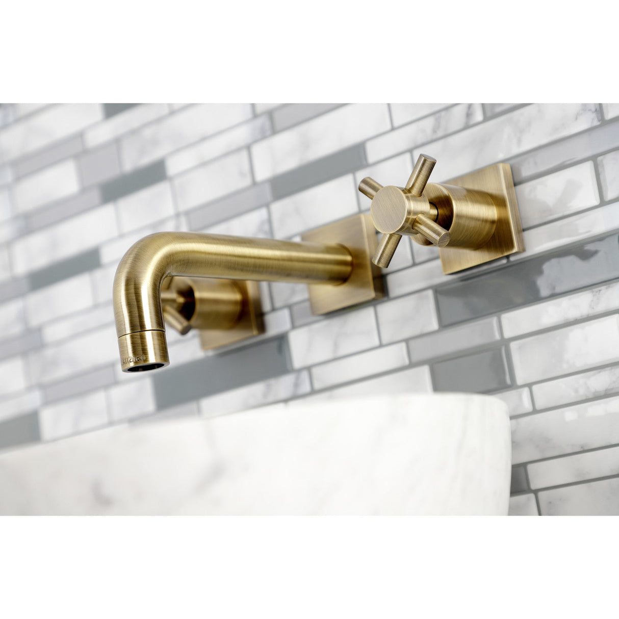 Concord KS6123DX Two-Handle 3-Hole Wall Mount Bathroom Faucet, Antique Brass