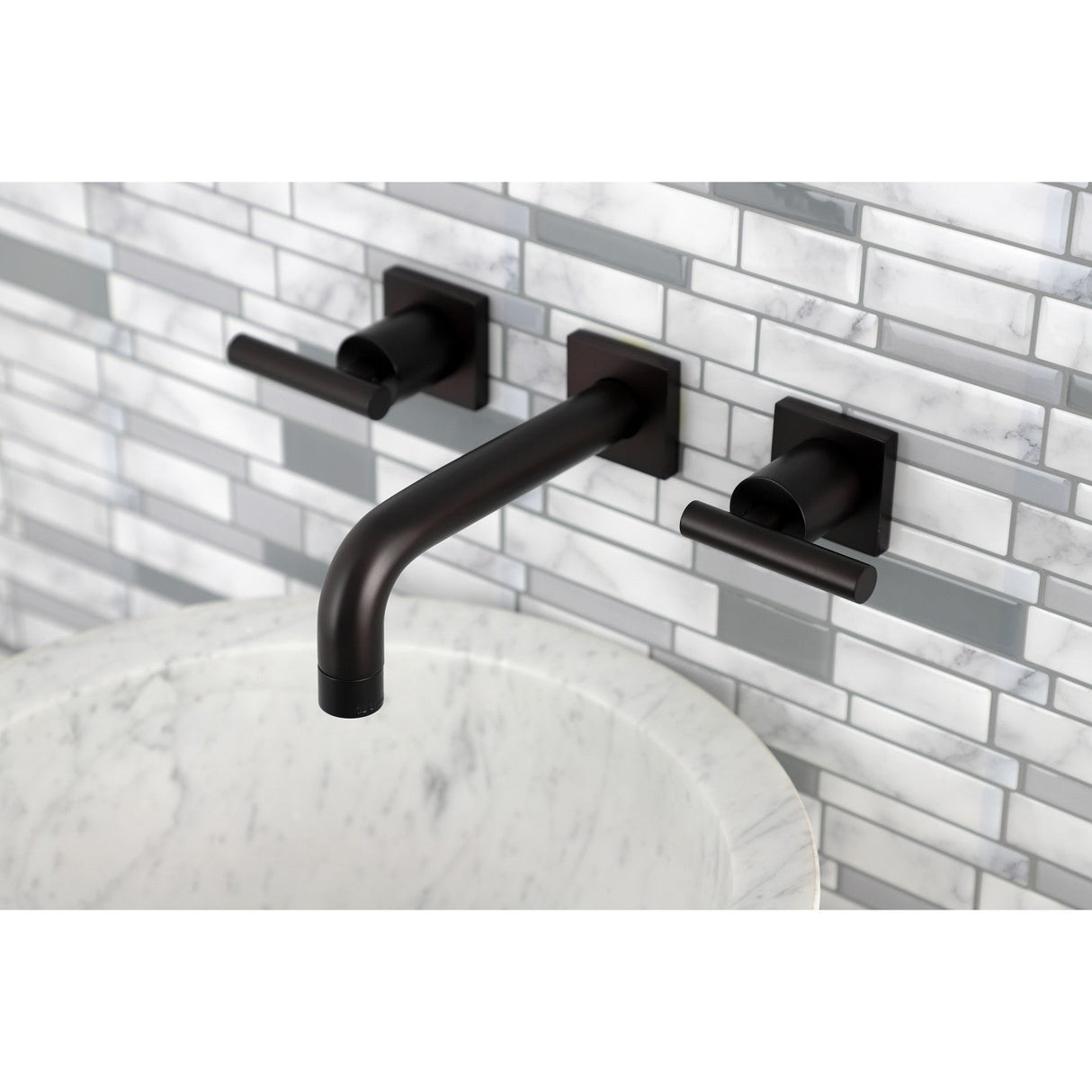Manhattan KS6125CML Two-Handle 3-Hole Wall Mount Bathroom Faucet, Oil Rubbed Bronze