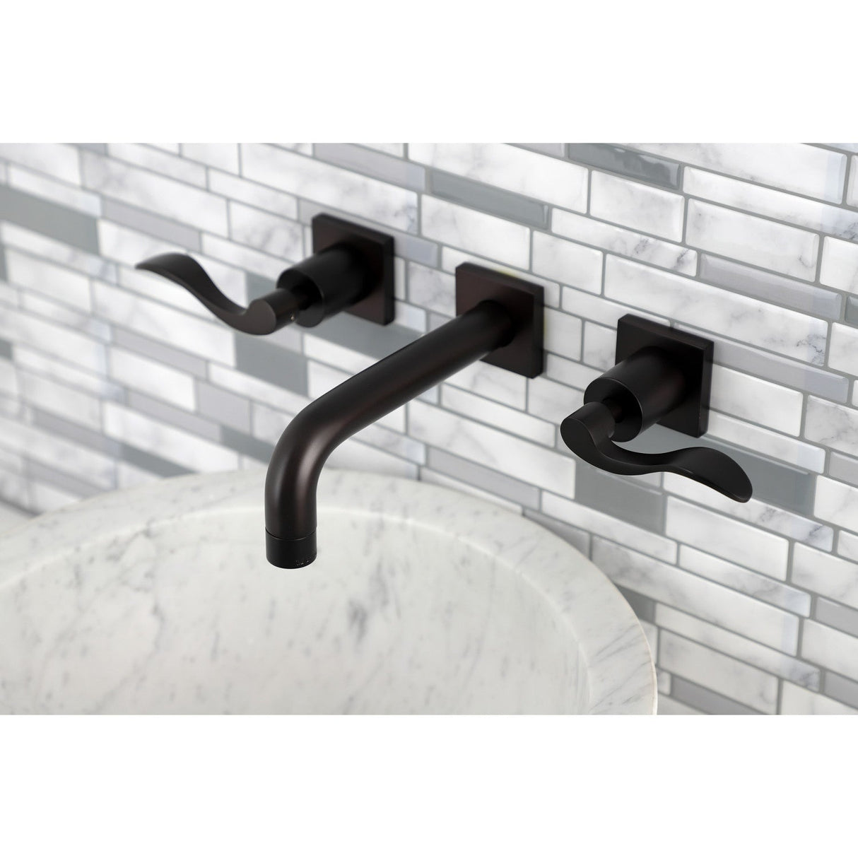 NuWave KS6125DFL Two-Handle 3-Hole Wall Mount Bathroom Faucet, Oil Rubbed Bronze
