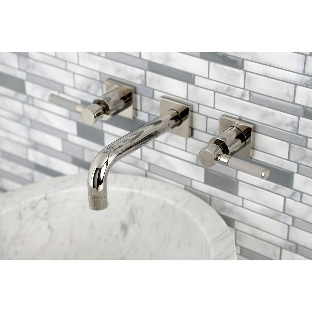 Kaiser KS6126DKL Two-Handle 3-Hole Wall Mount Bathroom Faucet, Polished Nickel