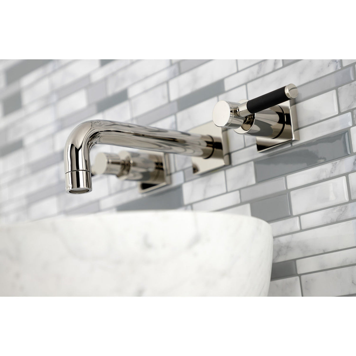 Kaiser KS6126DKL Two-Handle 3-Hole Wall Mount Bathroom Faucet, Polished Nickel