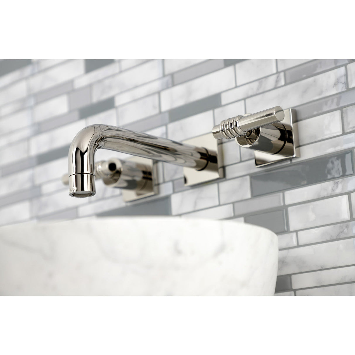 Milano KS6126ML Two-Handle 3-Hole Wall Mount Bathroom Faucet, Polished Nickel