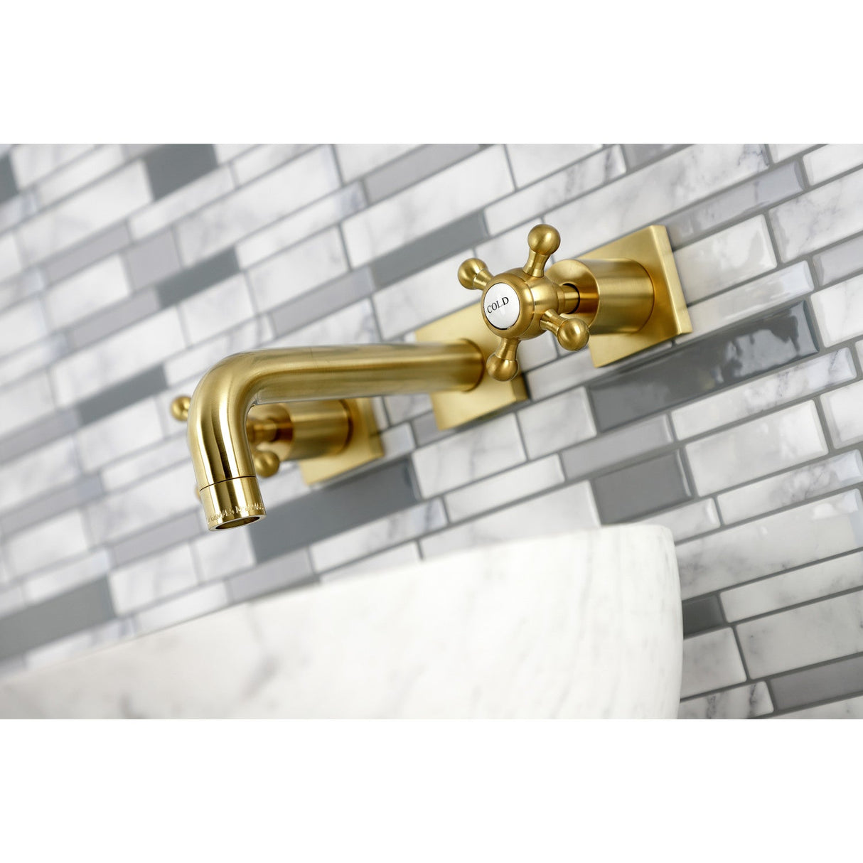 Metropolitan KS6127BX Two-Handle 3-Hole Wall Mount Bathroom Faucet, Brushed Brass