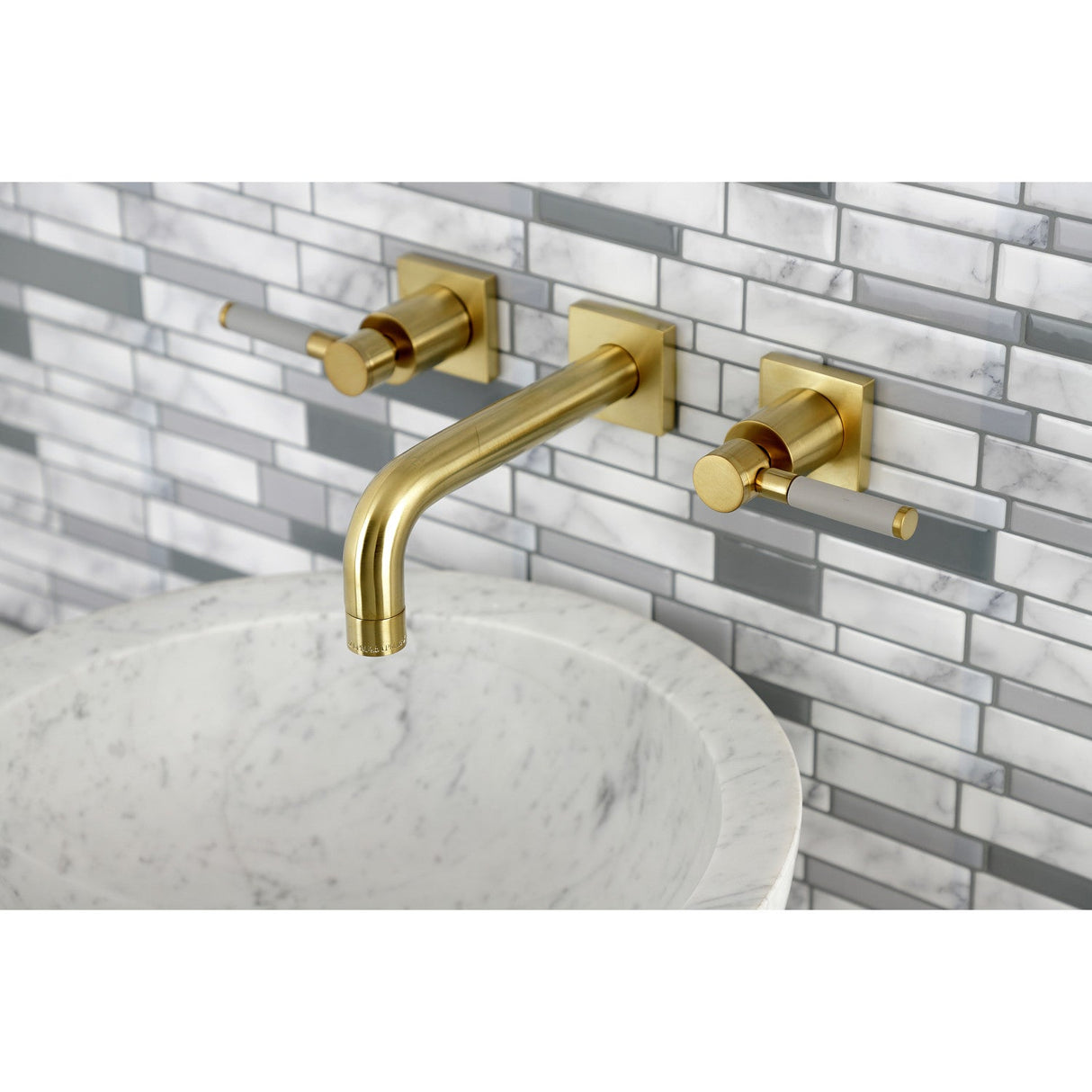 Kaiser KS6127DKL Two-Handle 3-Hole Wall Mount Bathroom Faucet, Brushed Brass