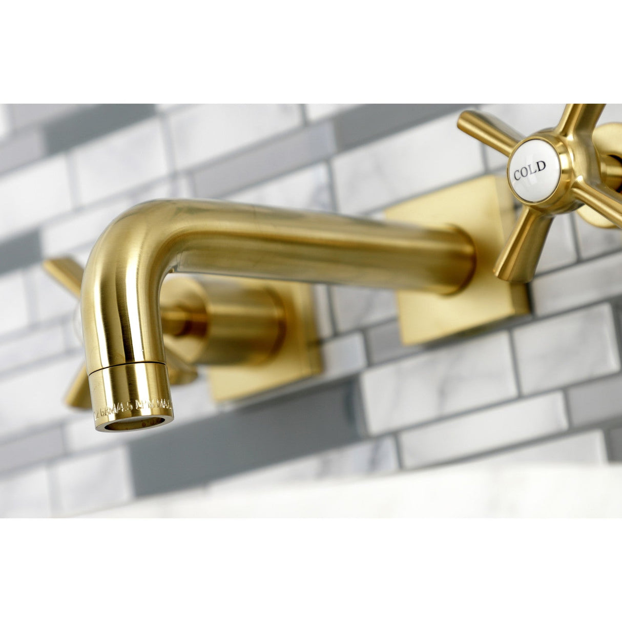 Millennium KS6127ZX Two-Handle 3-Hole Wall Mount Bathroom Faucet, Brushed Brass