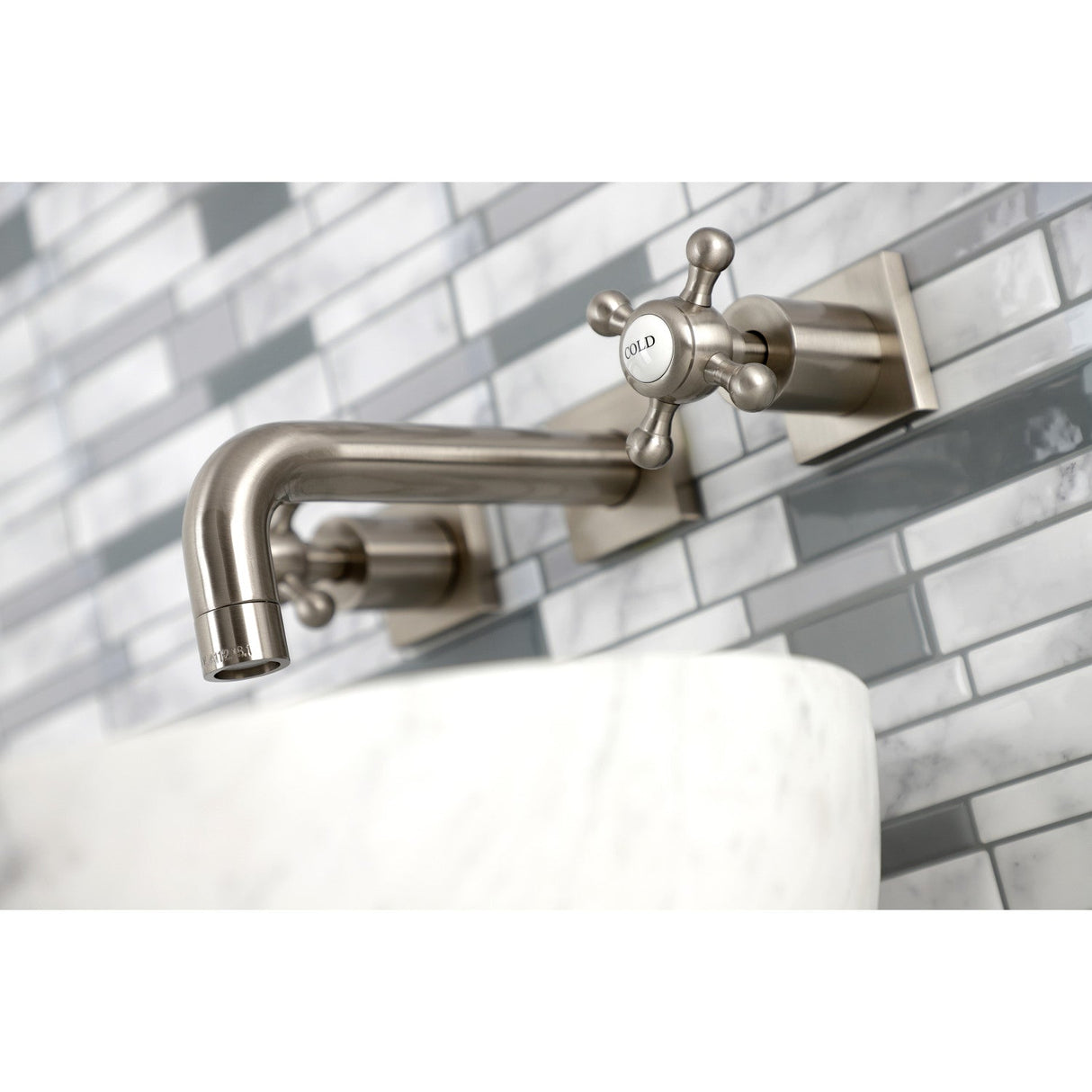Metropolitan KS6128BX Two-Handle 3-Hole Wall Mount Bathroom Faucet, Brushed Nickel